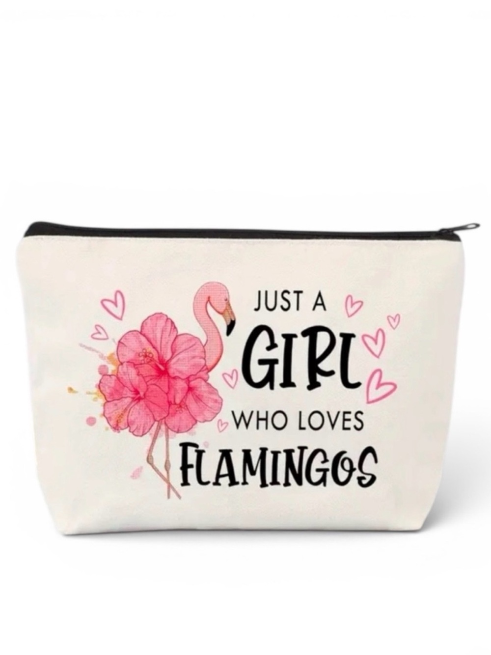 NWT Flamingo Makeup Bag Canvas Cosmetic Pouch Travel Toiletry Case Gift